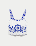 Pure Cotton Embroidered Beach Vest Top