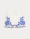 Pure Cotton Embroidered Beach Shorts