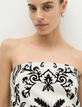 Pure Cotton Printed Midi Bandeau Dress