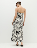Pure Cotton Printed Midi Bandeau Dress