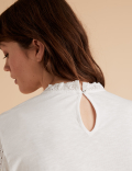 Pure Cotton High Neck Lace Insert Top