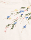 Pure Cotton Embroidery Round Neck Top