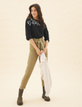 Pure Cotton Embroidered 3/4 Sleeve Top