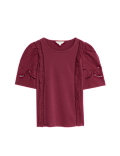 Pure Cotton Crotchet Detail Top