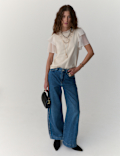 Pure Cotton Embroidered Crew Neck Top