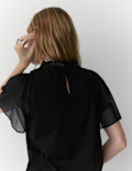 Pure Cotton Jersey Embroidered Cut Out Top