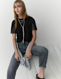 Pure Cotton Jersey Embroidered Cut Out Top