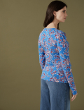 Modal Rich Printed Round Neck Fitted Top