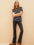 Linen Blend Paisley Crew Neck T-Shirt