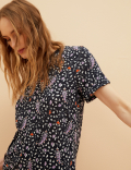 Linen Blend Paisley Crew Neck T-Shirt