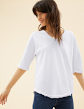 Pure Cotton Scoop Neck Sweatshirt