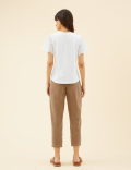 Pure Cotton Broderie V-Neck T-Shirt