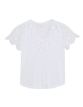 Pure Cotton Broderie V-Neck T-Shirt