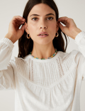 Jersey Round Neck Long Sleeve Top