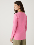 Modal Rich V-Neck Long Sleeve Longline Top