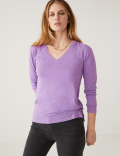 Modal Rich V-Neck Long Sleeve Longline Top