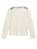 Pure Cotton Embroidered Long Sleeve Top