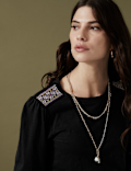 Pure Cotton Embroidered Long Sleeve Top