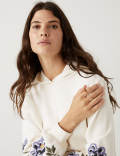 Cotton Rich Floral Embroidered Hoodie