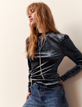 Velvet High Neck Top