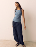 Cotton Rich Jersey Ribbed Embellished Vest