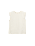 Cotton Rich Lace Trim Tank Top With Linen