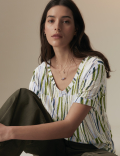 Linen Blend Printed T-Shirt