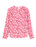Floral Notch Neck Popover Blouse