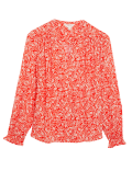 Floral Notch Neck Popover Blouse