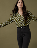 Floral Notch Neck Popover Blouse