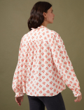 Floral Pintuck Long Sleeve Blouse
