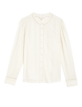 Cotton Blend Textured Lace Insert Blouse
