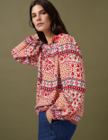 Floral Tie Neck Blouse
