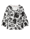 Linen Rich Floral V-Neck Blouse