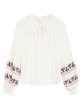 Embroidered Tie Neck Blouse