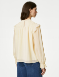 Shirred High Neck Frill Detail Blouse