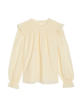 Shirred High Neck Frill Detail Blouse
