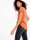 Cupro V-Neck Cap Sleeve Shell Top