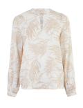 Linen Blend Printed Long Sleeve Blouse