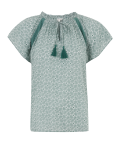 Pure Cotton Leaf Print Short Sleeve Blouse