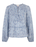 Pure Cotton Floral Blouson Sleeve Blouse