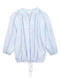 Embroidered Relaxed Blouson Sleeve Blouse