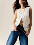Pure Cotton Broderie Waistcoat