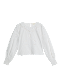 Pure Cotton Embroidered Crew Neck Blouse