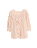 Ruffle V Neck Poet Blouse