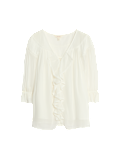 Ruffle V Neck Poet Blouse