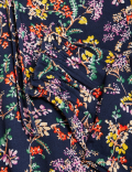 Floral High Neck Long Sleeve Popover Blouse
