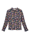 Floral High Neck Long Sleeve Popover Blouse
