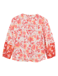 Floral Lace Insert Blouson Sleeve Blouse