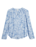 Floral V-Neck Long Sleeve Blouse